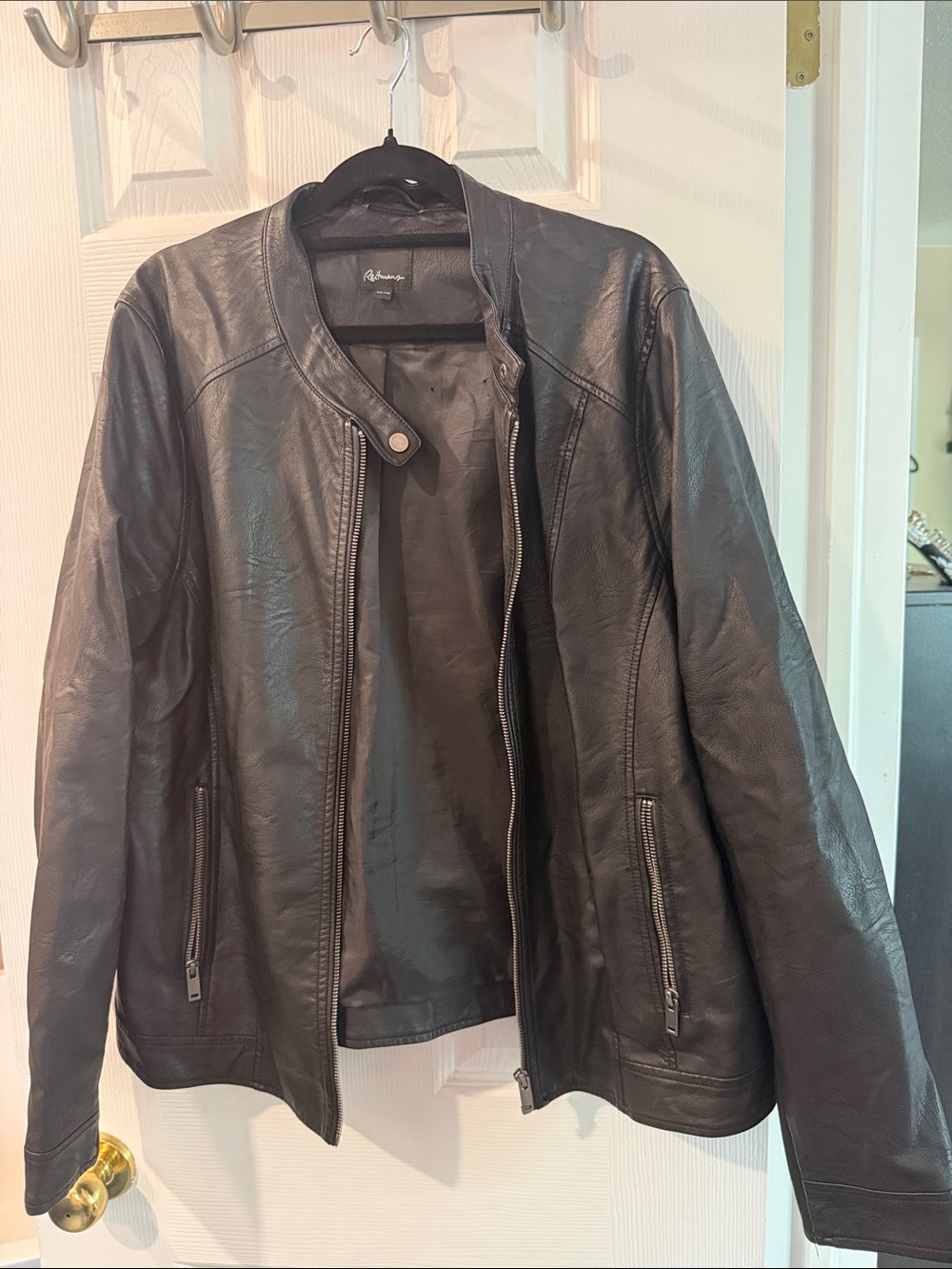 Reitmans Faux Black Faux Leather Zip Front women’s Jacket